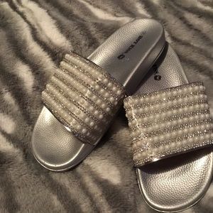 Silver Rhinestone Slides